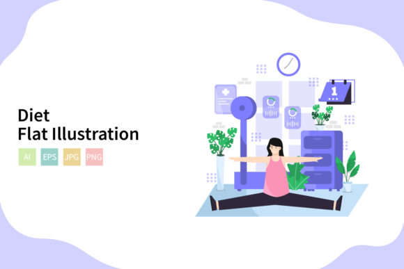 Download Diet Exercise Flat Vector Illustration - Diet Collection
