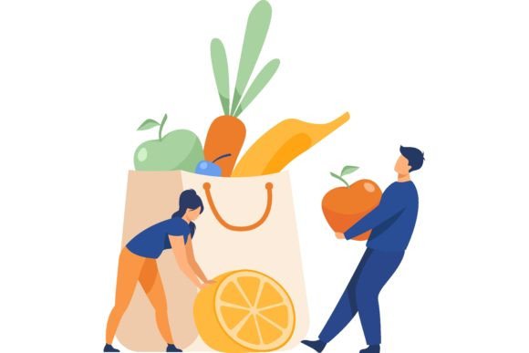 Download People Keeping Healthy Diet. Man and Wom - Diet Collection