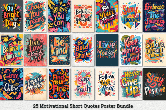 Download Motivational Short Quotes Poster Bundle - Premium Resources